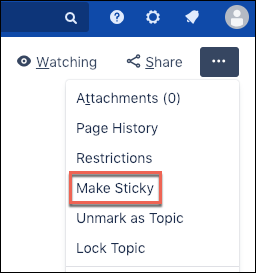 The Ellipsis menu dropdown, with the Make Sticky option highlighted.