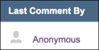 A rendered example of a Topic Last Comment By Column macro, with the commenter shown as Anonymous.