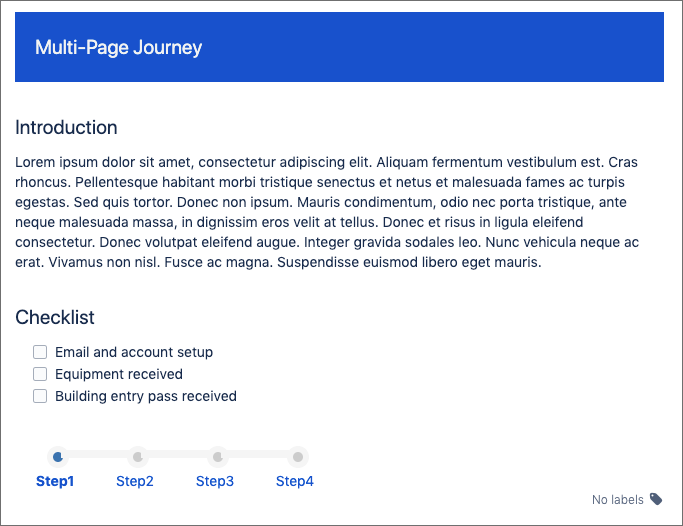 A rendered example of the Multi-Page Journey teamplate.