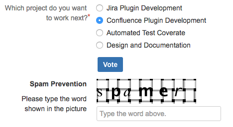 Example of a rendered Radio Button macro.