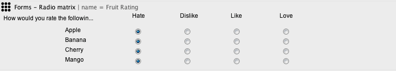 Placeholder for the Radio Matrix macro while viewing in edit mode.