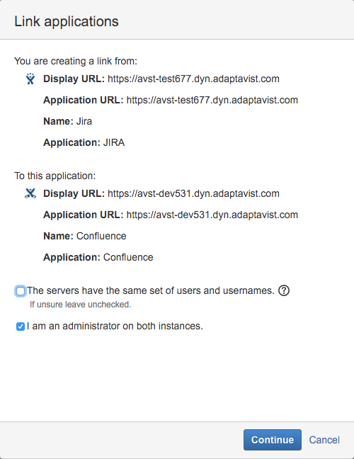 Link applications, credential verification screen.