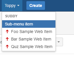 An example drop-down menu, created with XML.