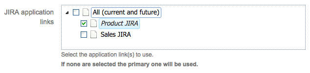 jira application link selection