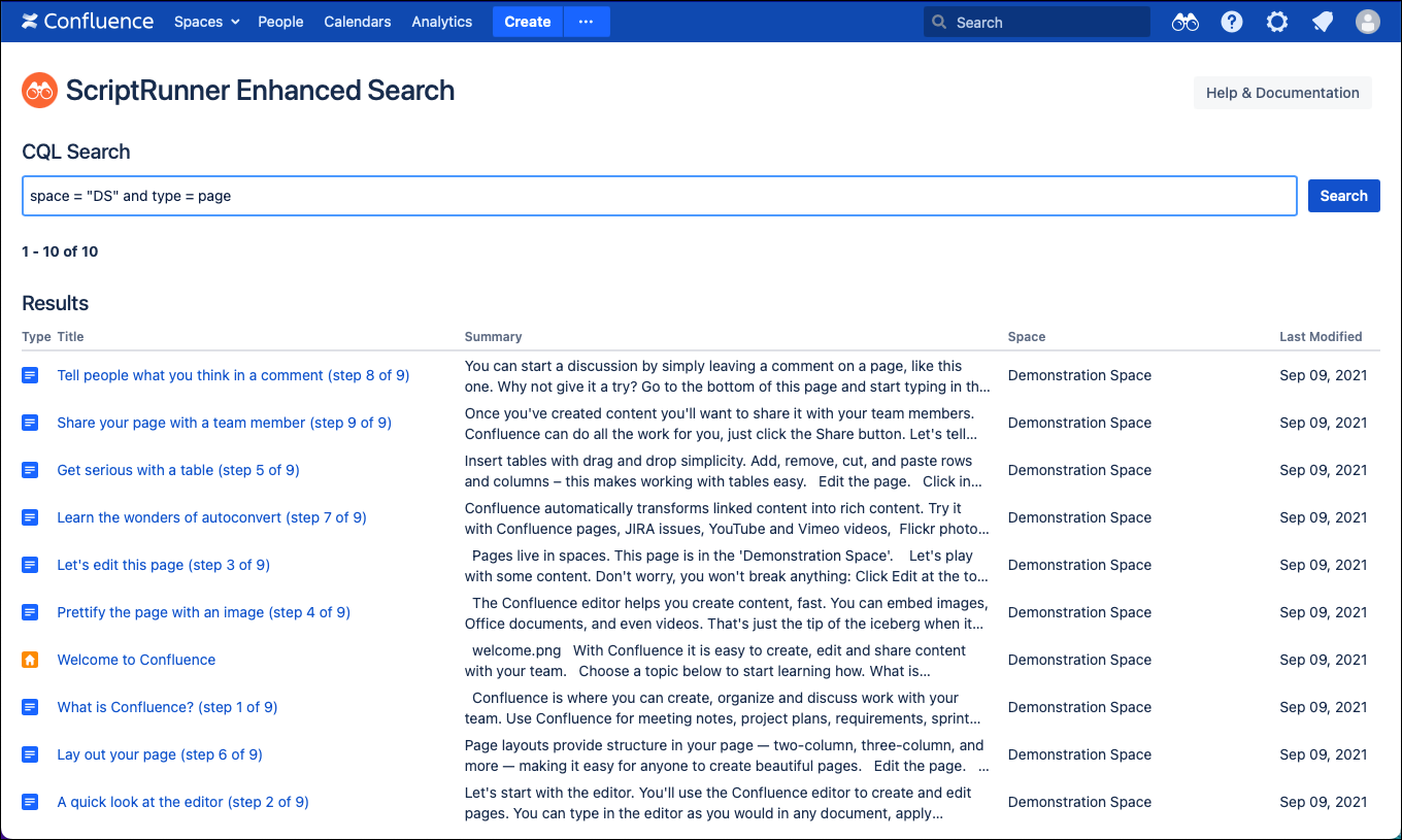 CQL query results