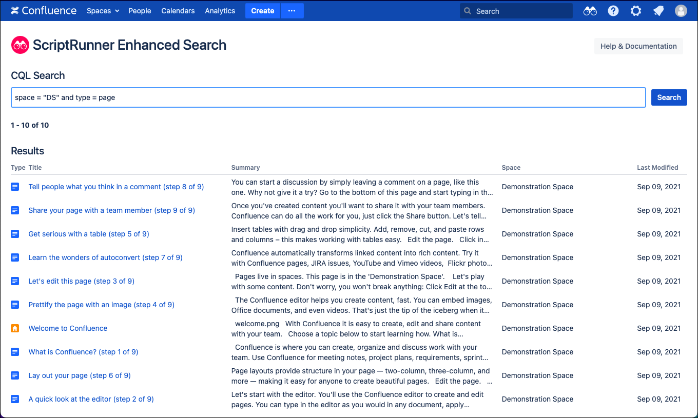 CQL query results