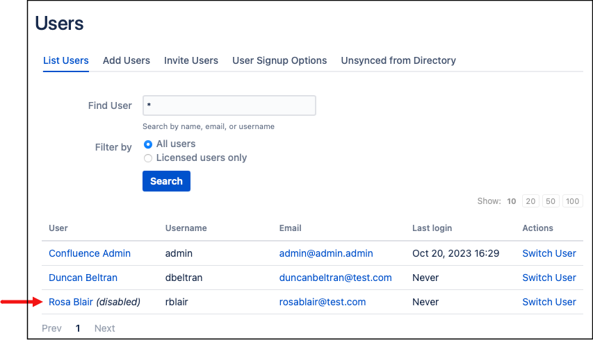 The HAPI script result, which is a list of users and ones that have been deactivated are noted.