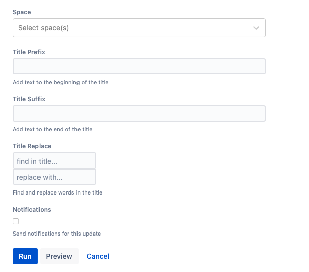 The Rename Pages script form left blank