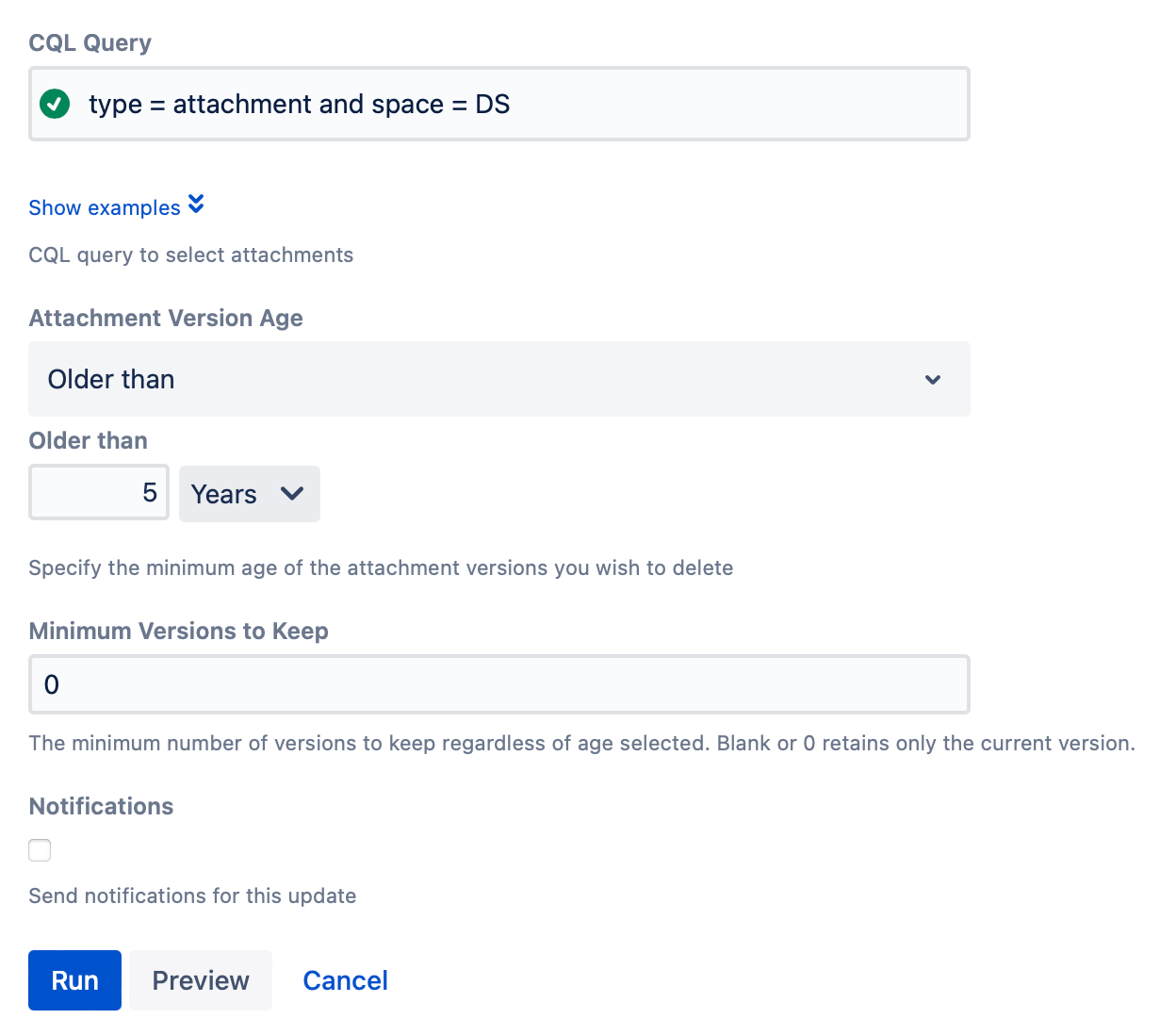 The script form with example content