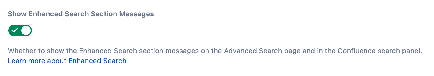 Enhanced Search Section Messages toggle