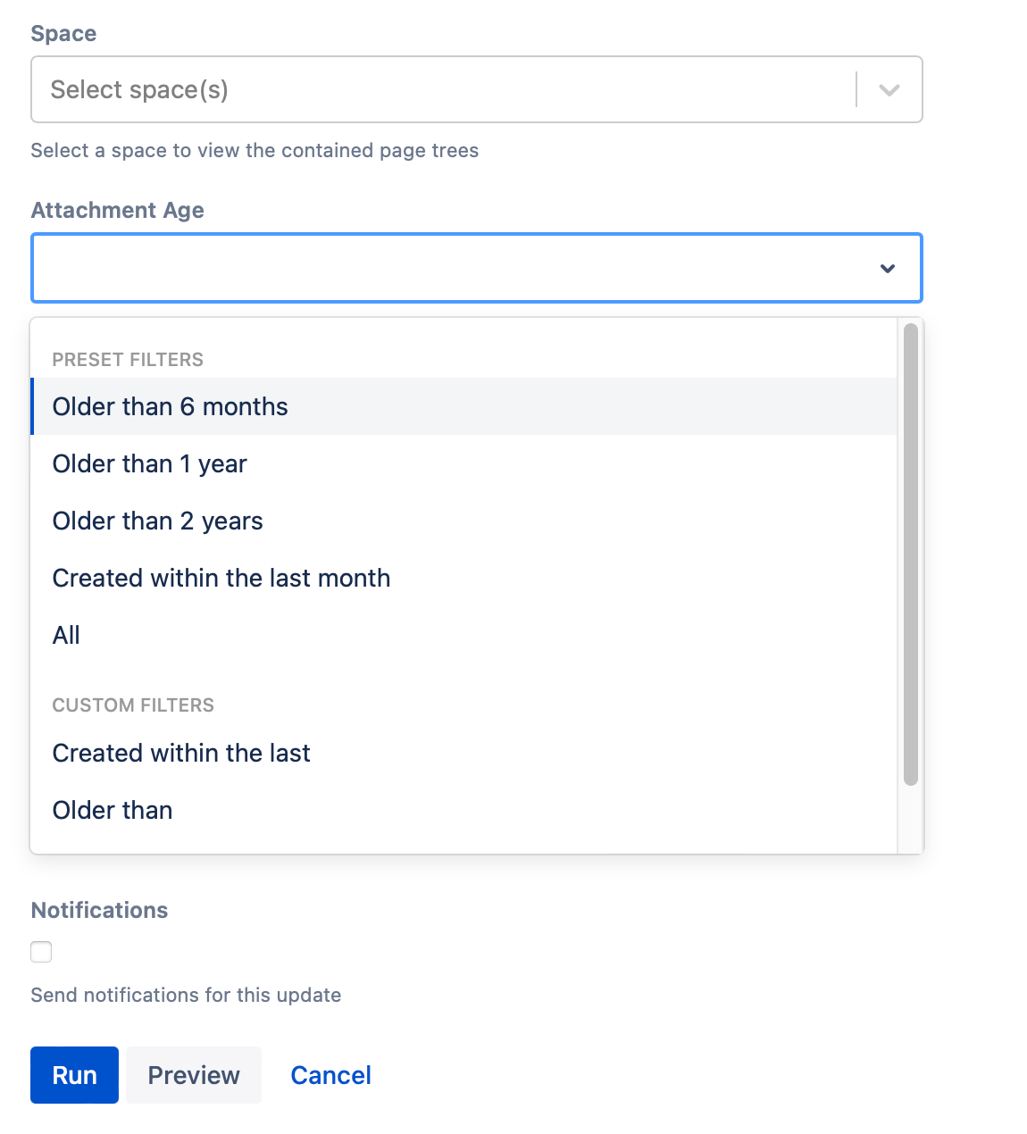 A blank Bulk Delete Attachments script form