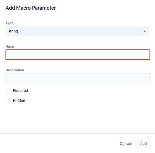 Add Macro Parameter form