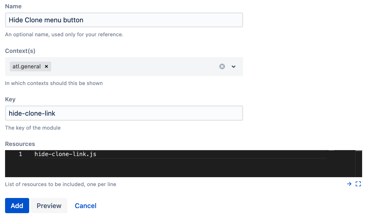 Image showing web resource configuration