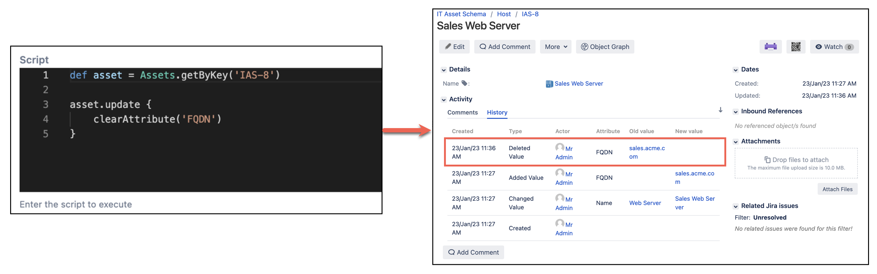 Image showing how you clear the value of an attribute with HAPI