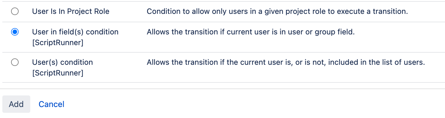 Image showing User in fields condition selected