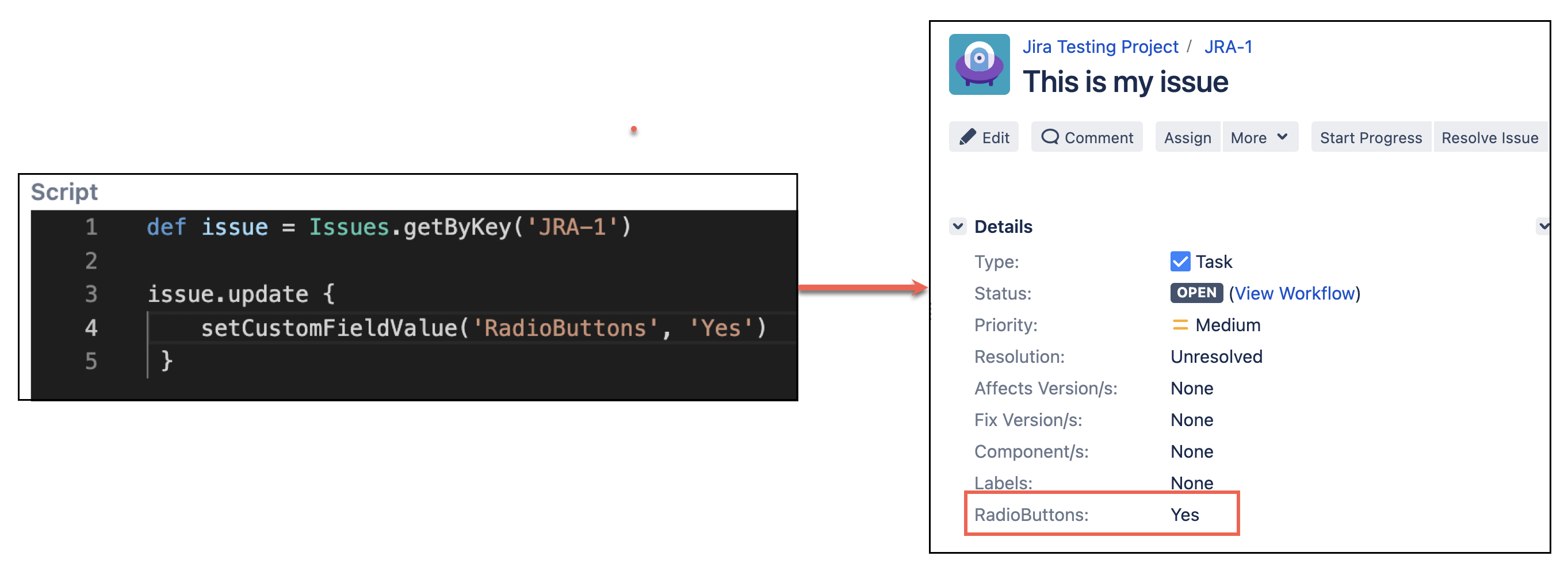 Image showing how to set a single field value with HAPI