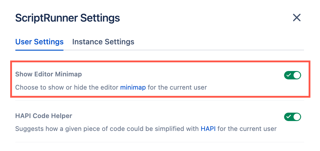 Image of editor minimap toggle