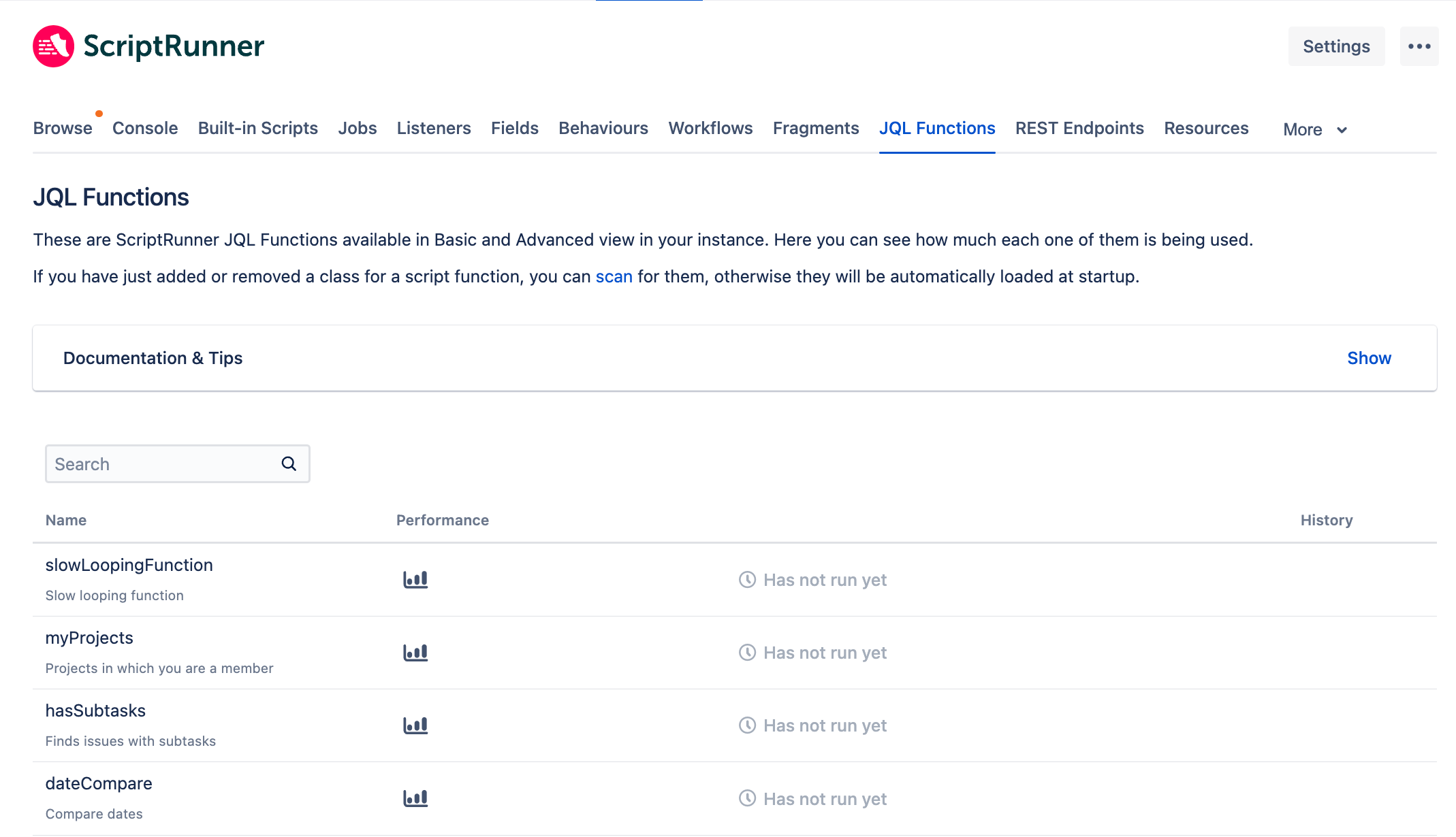 Image of JQL Functions screen