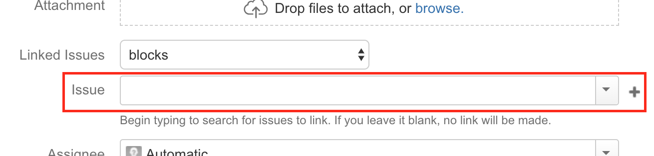 The Issue field is highlighted in an example configuration.