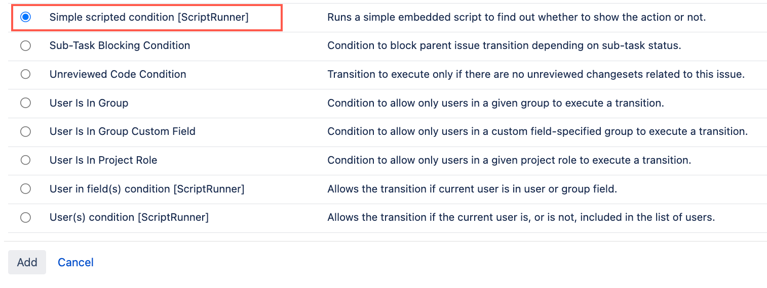 Image highlighting the simple scripted condition option