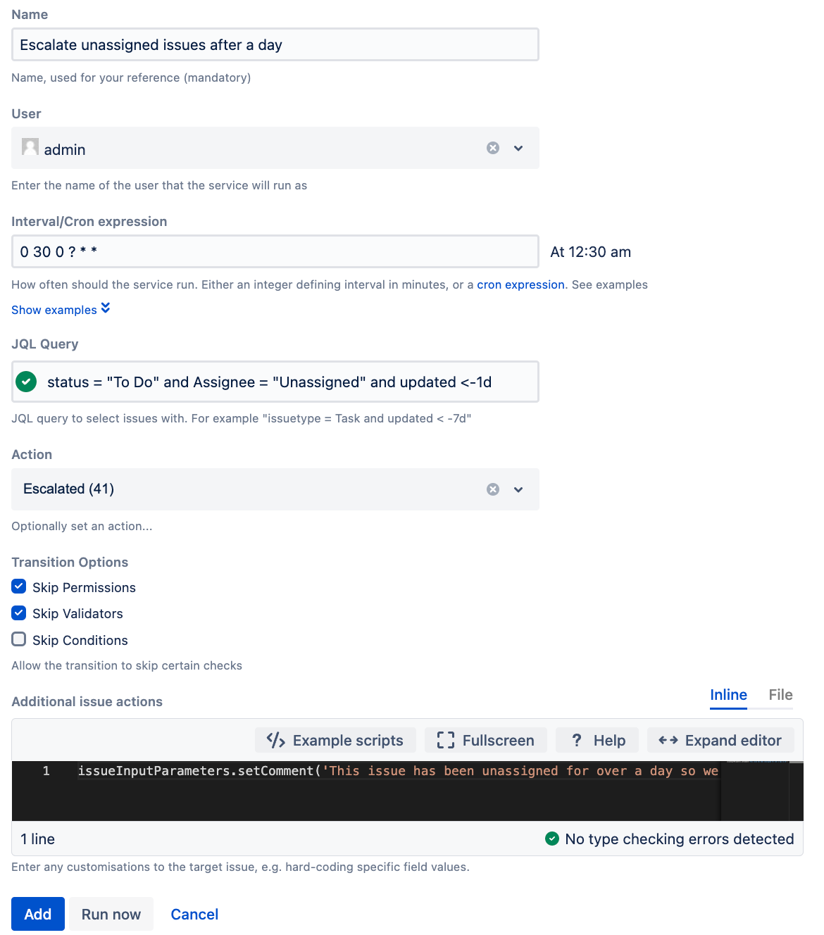 Image of the completed escalation service