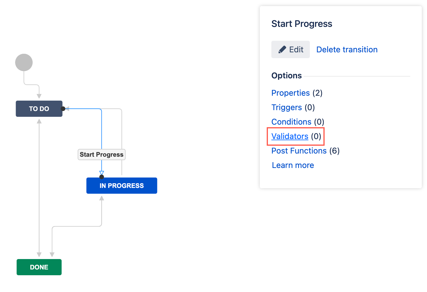 Image showing Validators option highlighted