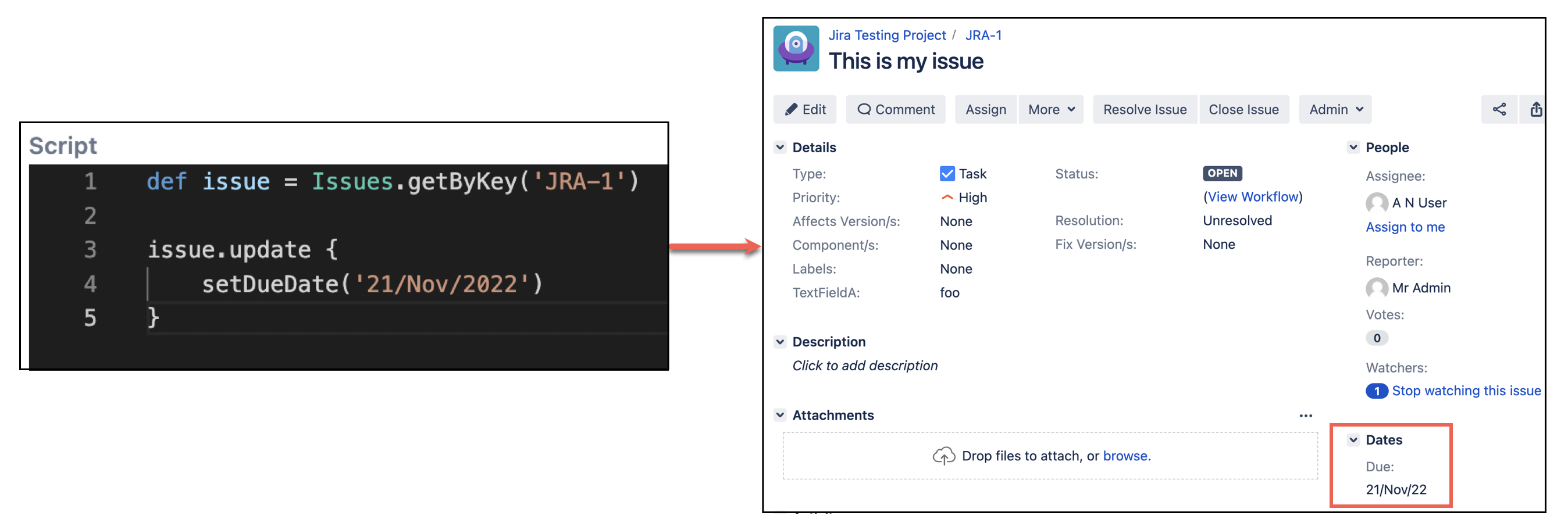 Image showing how you update the date and time using HAPI