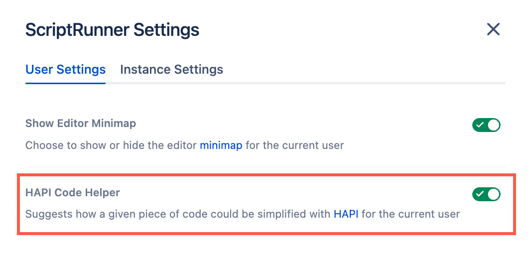 Image of HAPI code helper toggle