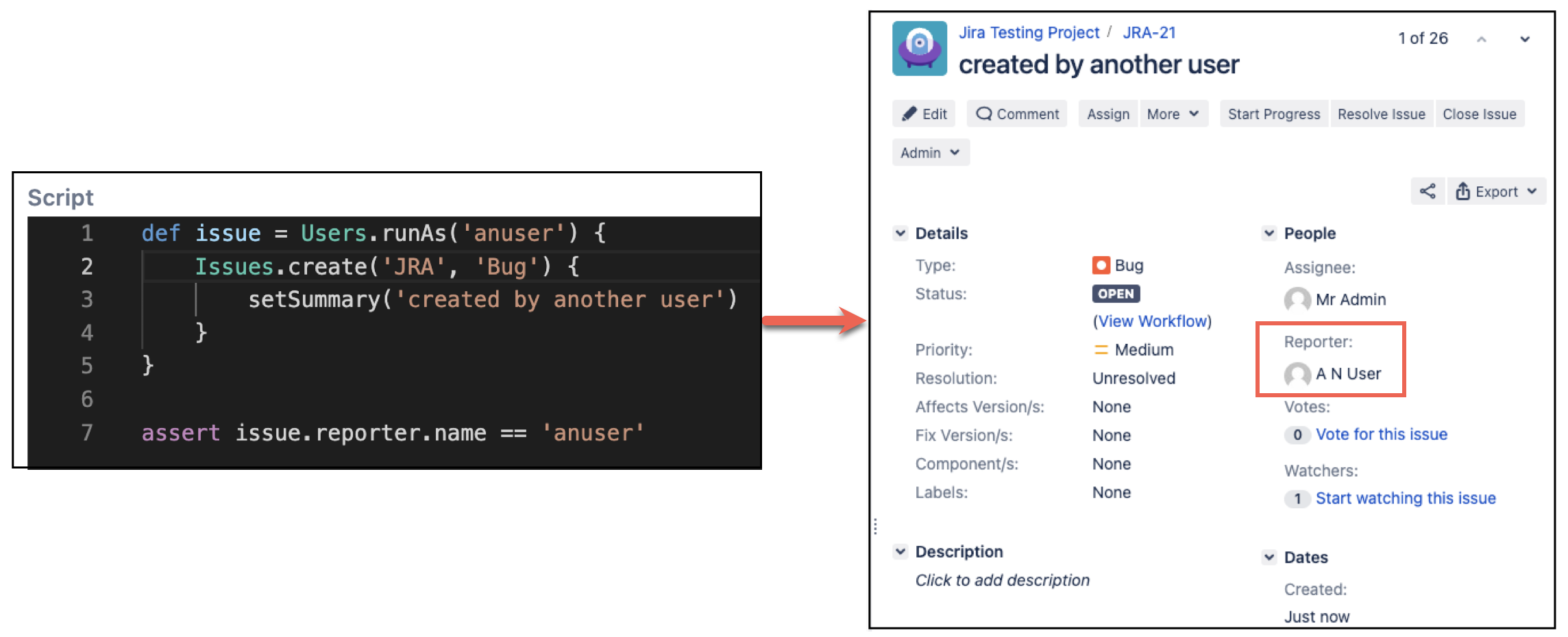 Image showing you how to run code as another user