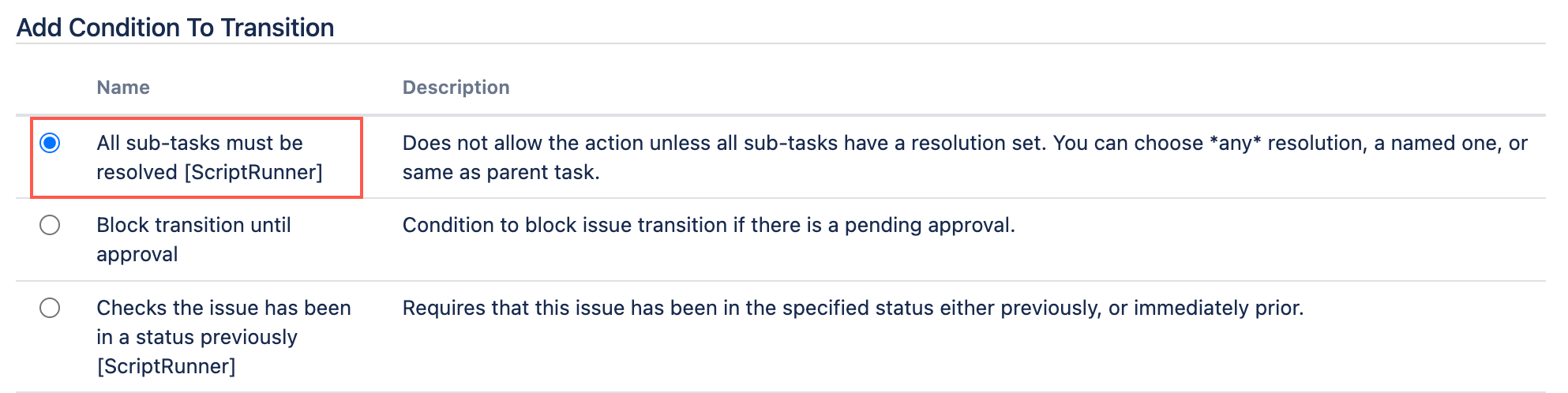 Image showing All sub-tasks must be resolved selected