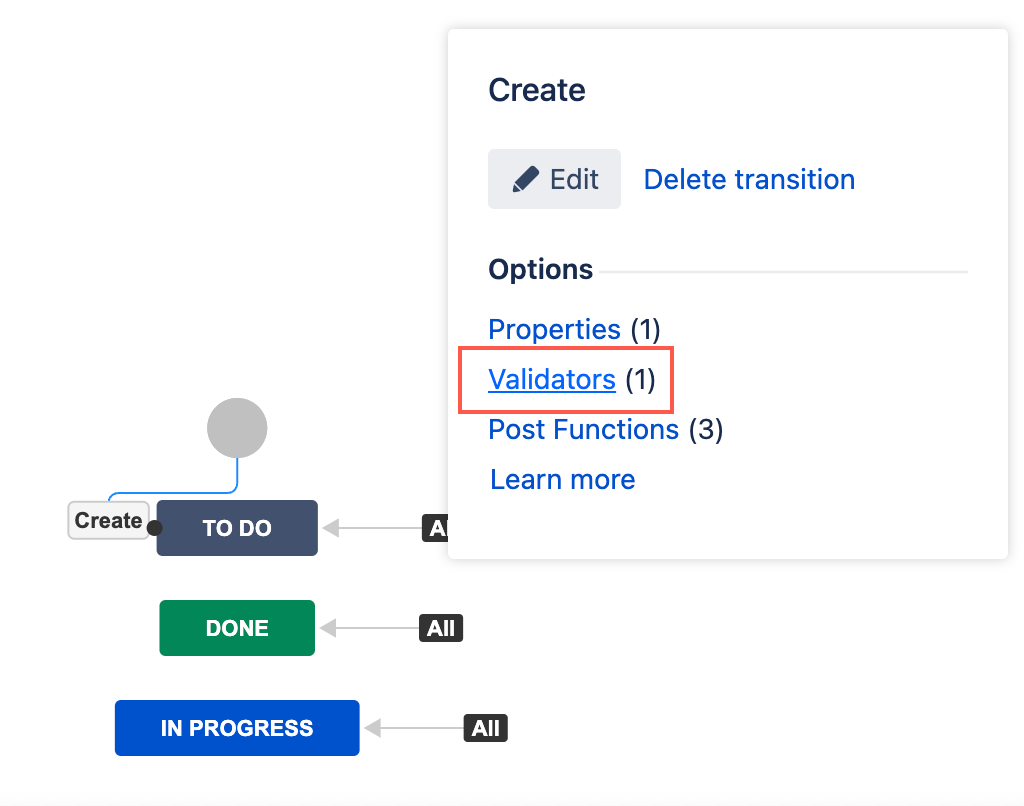 Image of validator option being selected
