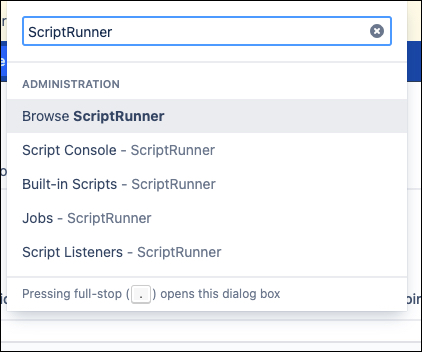 Image of scriptrunner being entered into search