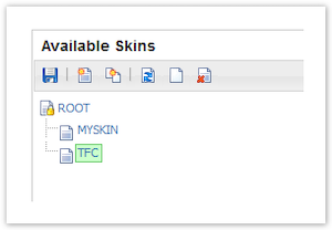 Example skins shown in the Available Skins section in the Skin Editor.